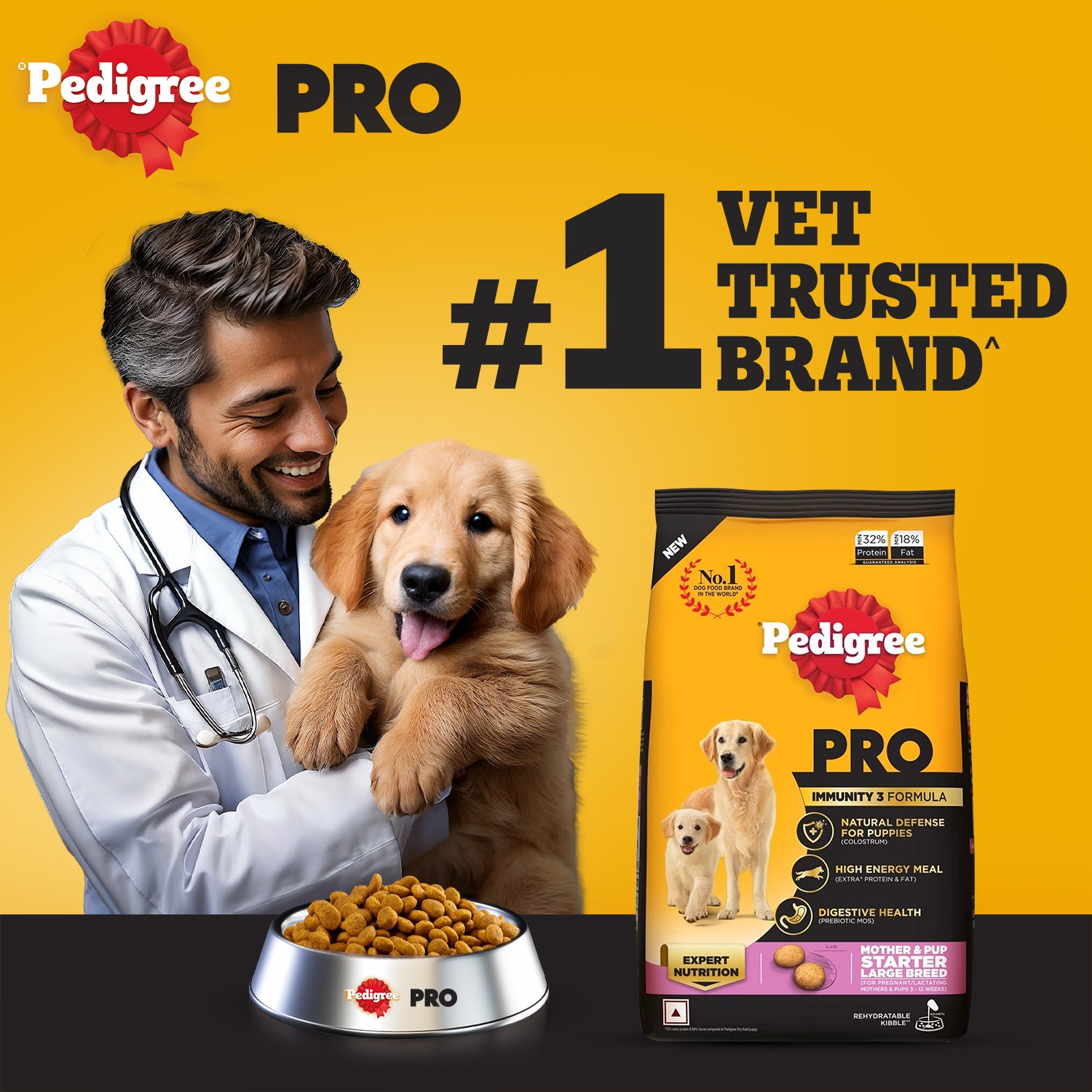 Pedigree PRO Dry Dog Food - Lactating/Pregnant Mother & Pup (3-12 Weeks) Large Breed