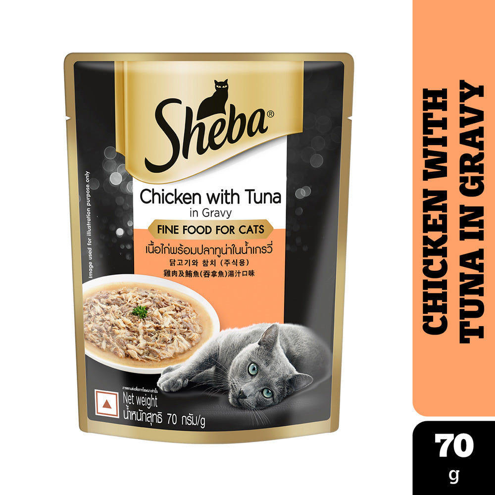 Sheba Premium Wet Cat Food - Chicken With Tuna In Gravy (Adult 1+)