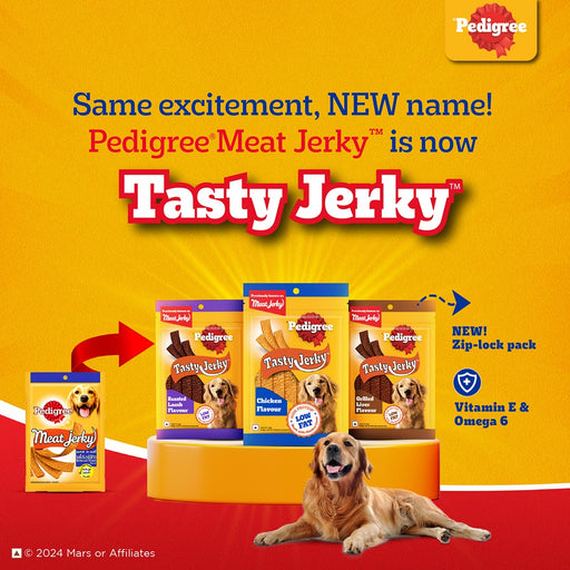 PedigreeÂ® Tasty Jerkyâ„¢ Dog Treat, Roasted Lamb Flavour, 70 g, Jerky-style Treats for Bonding, Low-fat and High-protein* Dog Treats