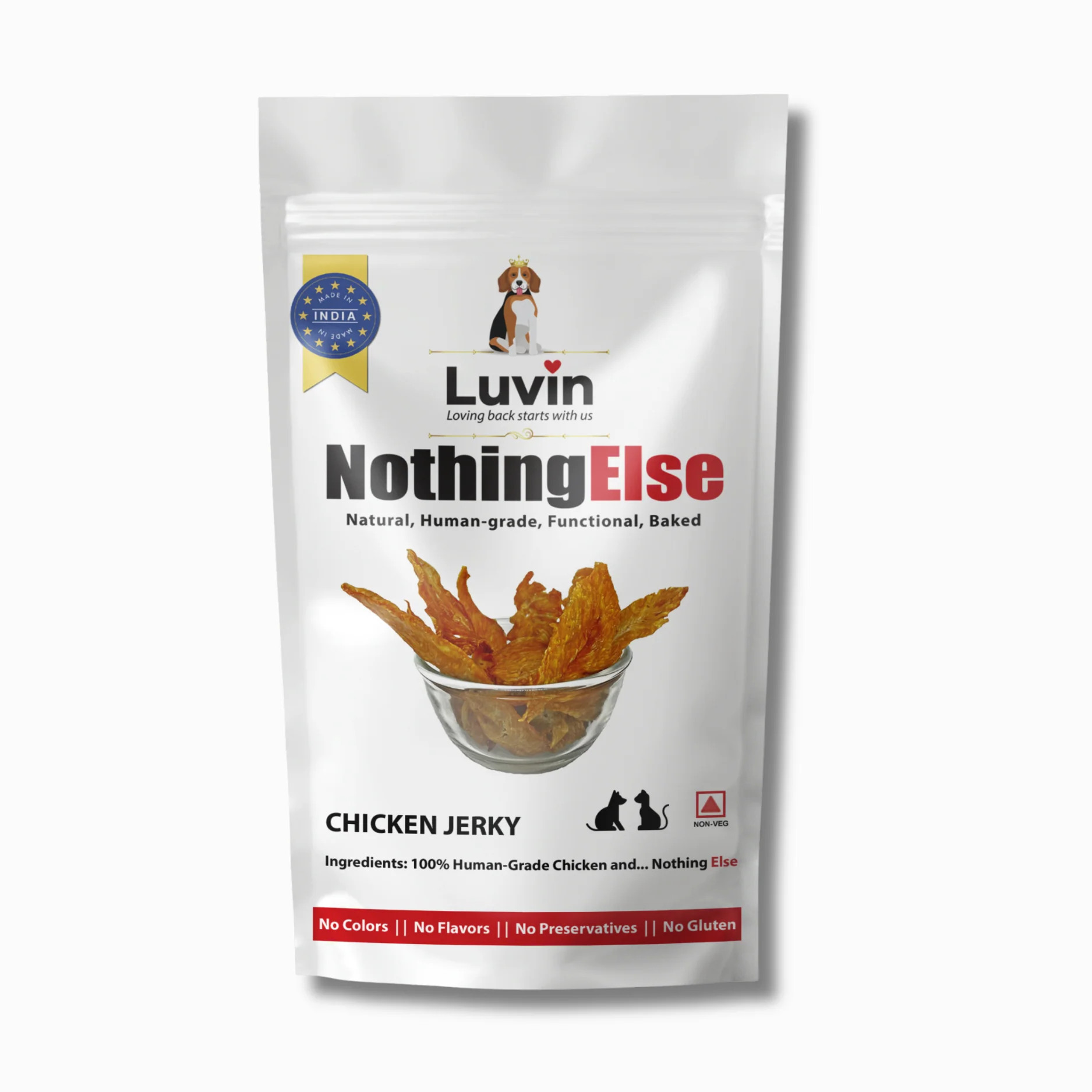 Luvin Chicken Jerky Treats for Dogs & Cats-70g - Pack of 5