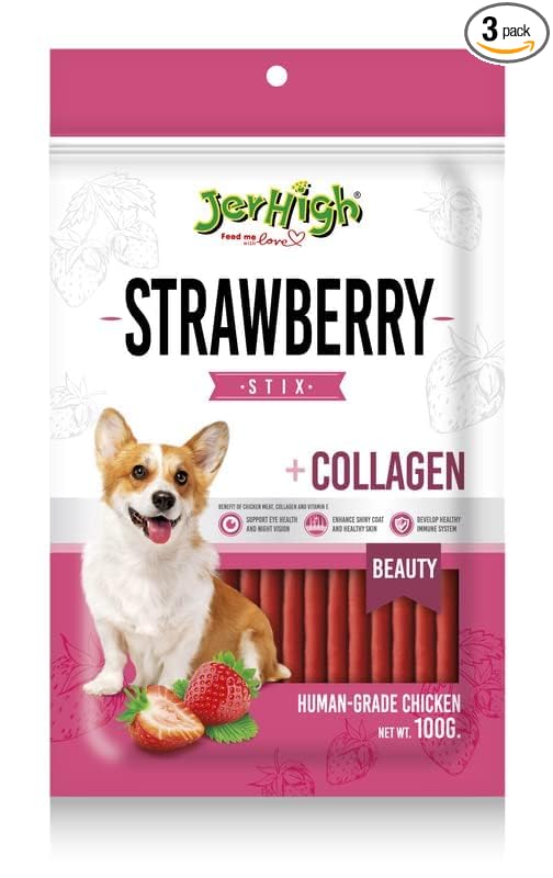 JerHigh Strawberry Dog Meaty Treat - 100 gm - Pack of 5