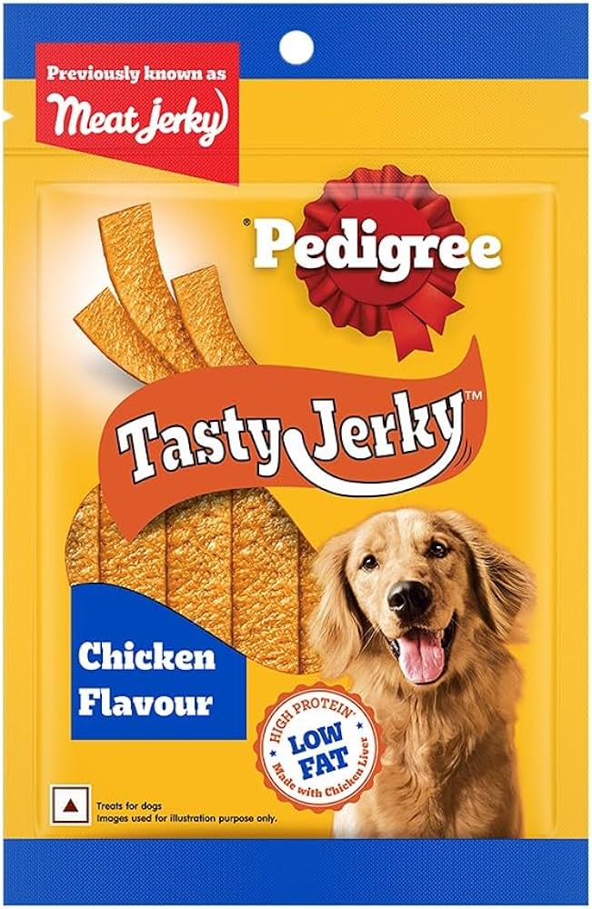 Pedigree Meat Jerky Adult Dog Treat , Chicken, 80g Pack - Pack of 5