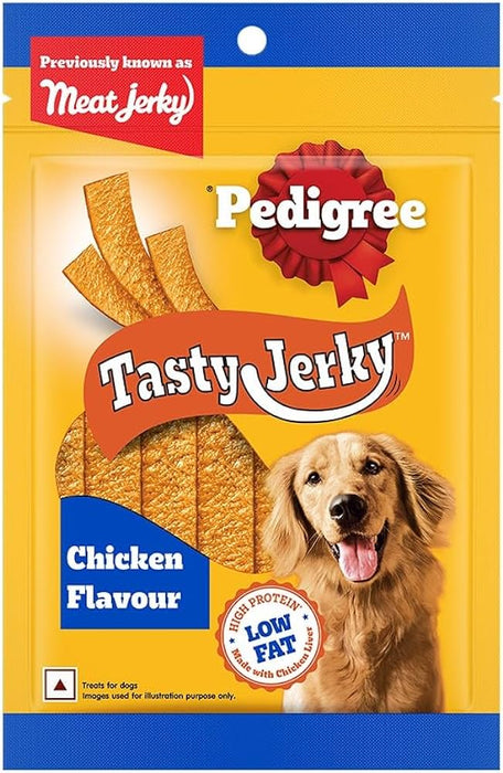 Pedigree Meat Jerky Adult Dog Treat , Chicken, 80g Pack - Pack of 5