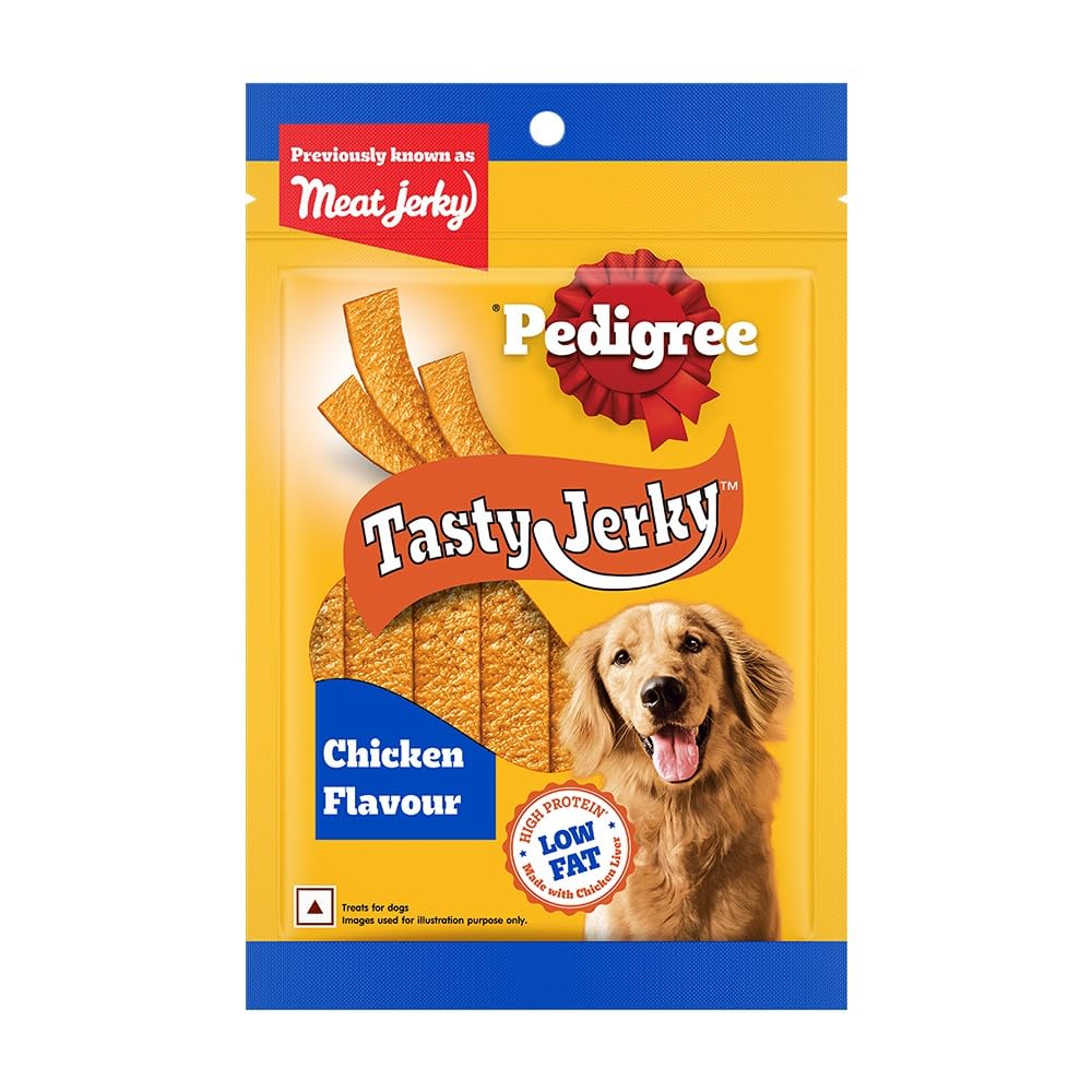 PedigreeÂ® Tasty Jerkyâ„¢ Dog Treat, Chicken Flavour, 70g Jerky-style Treats for Bonding, Low-fat and High-protein* Dog Treat