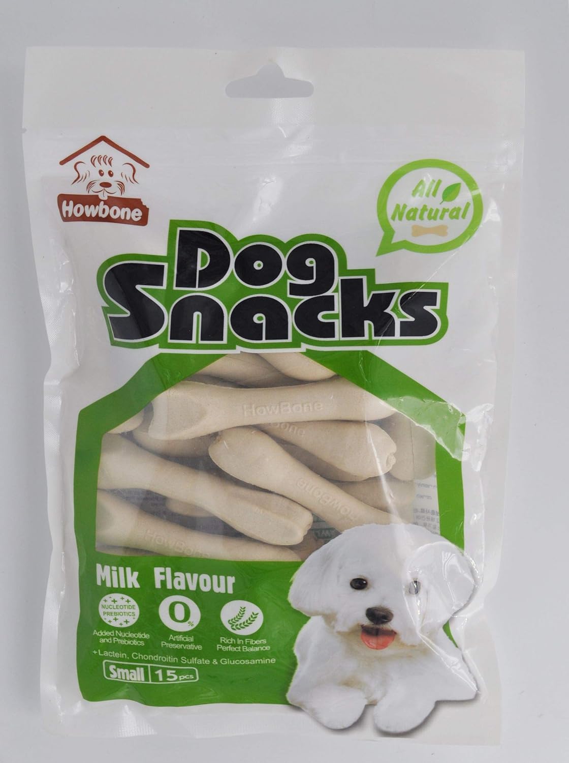 Gnawlers Howbone Dog Snack Small 15 in 1 Milk Dog Treat - 270 gm - Pack of 5
