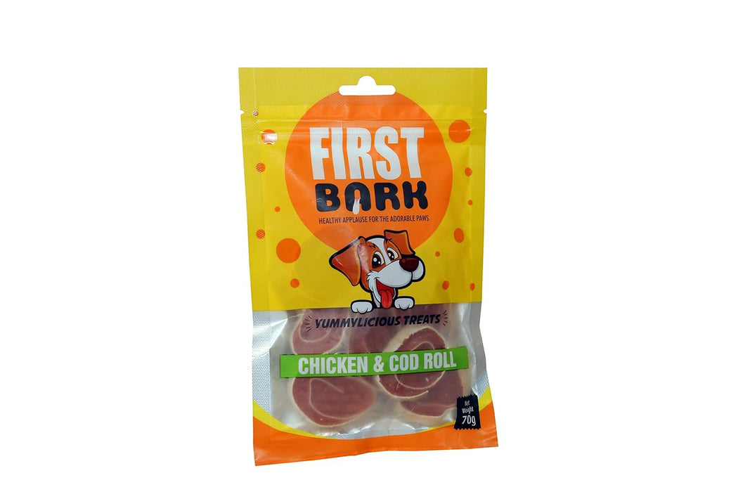 First Bark Chicken & Cod Roll Dog Treat - 70 g - Pack of 5