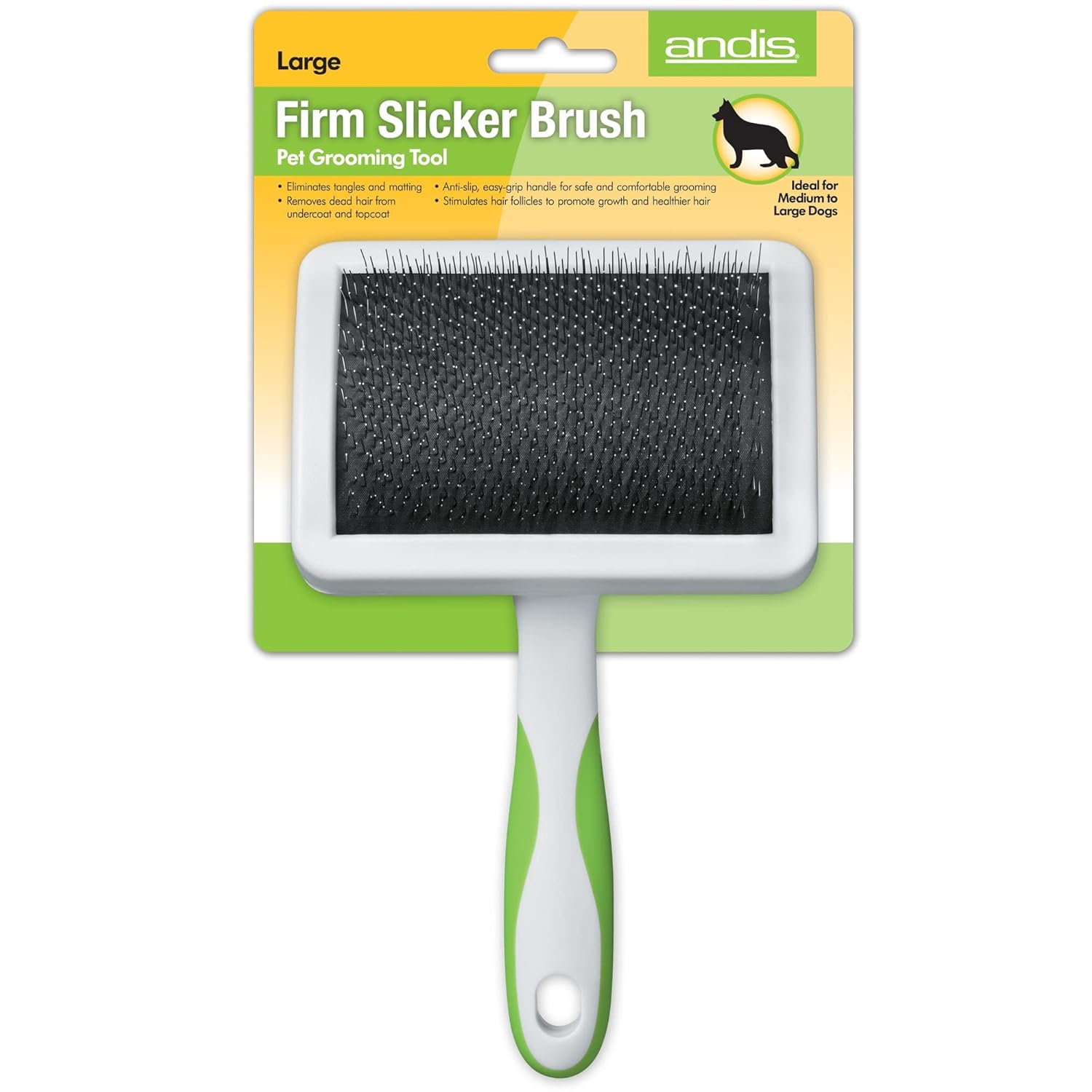 Andis Large Firm Slicker Brush For Dogs Lime Green
