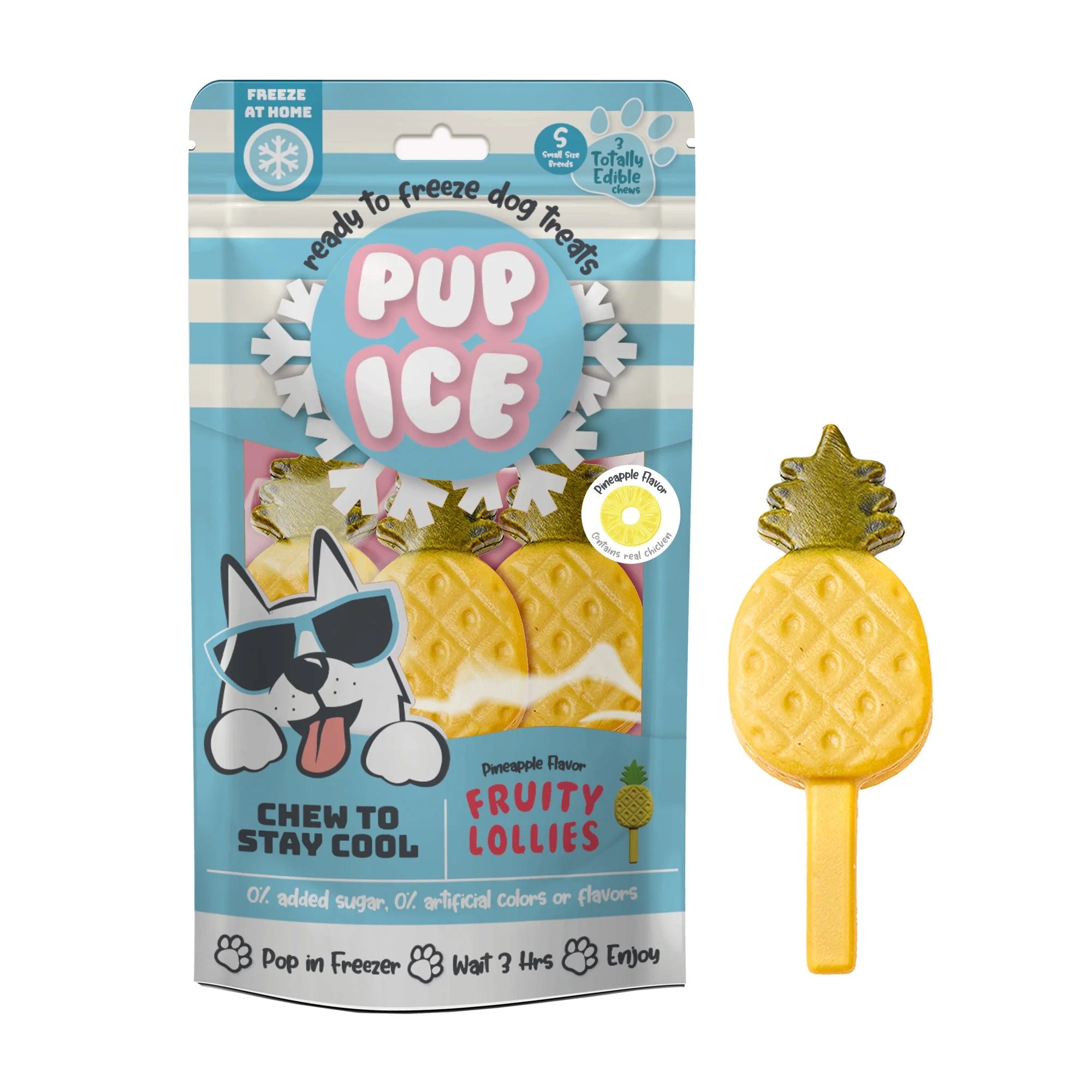 Imaginelles Pup Ice Fruity Lollies Pineapple 3 Pieces - 90gm