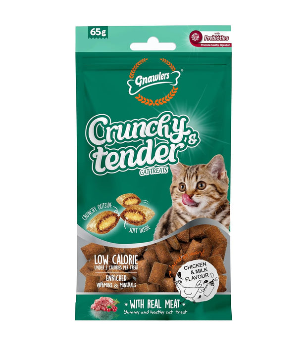 Gnawlers Crunchy Tenders Chicken & Milk Flavour Cat Treat 65 gm - Pack of 5
