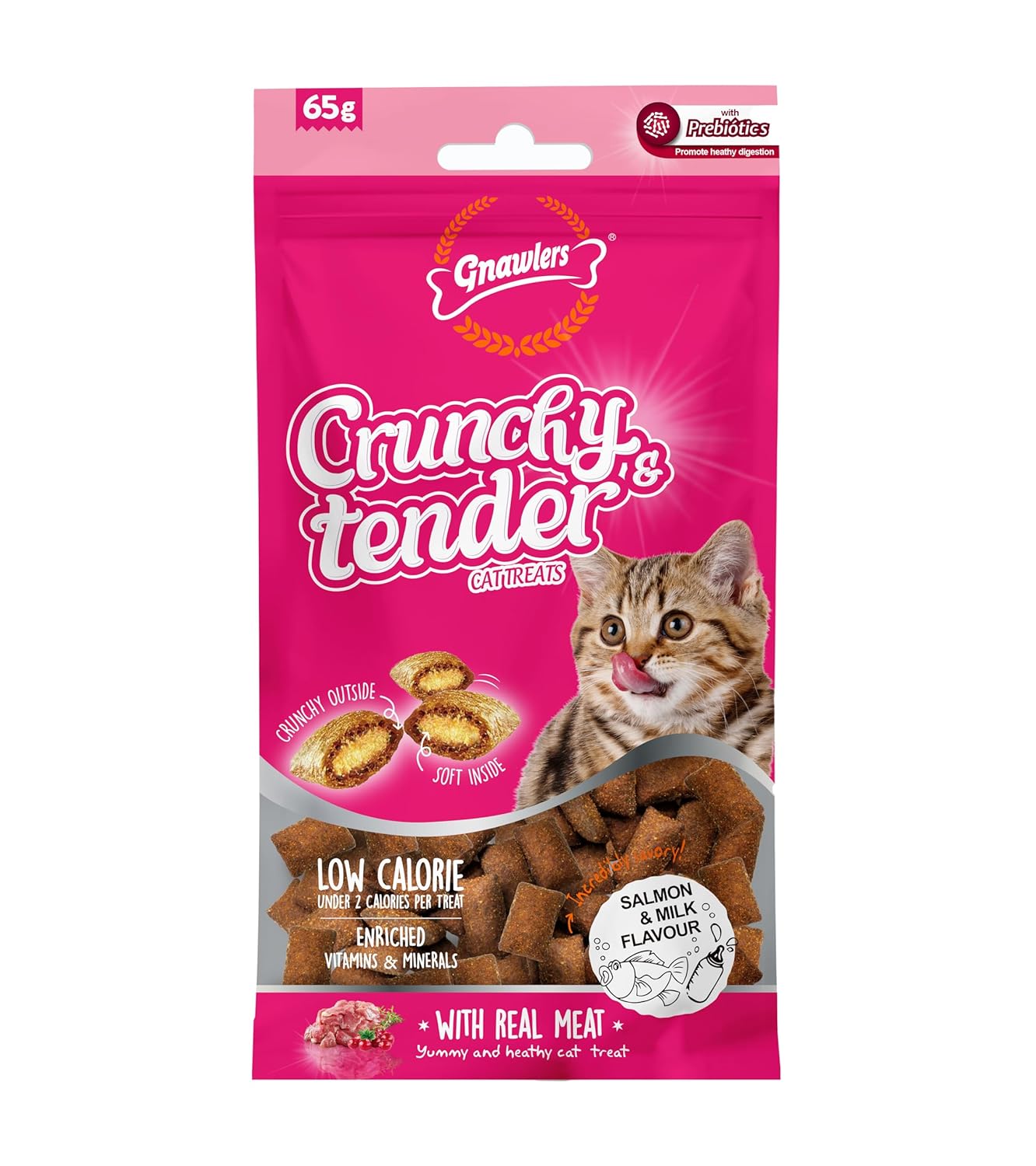 Gnawlers Tenders Salmon & Milk Flavour Cat Treat 65 gm - Pack of 5