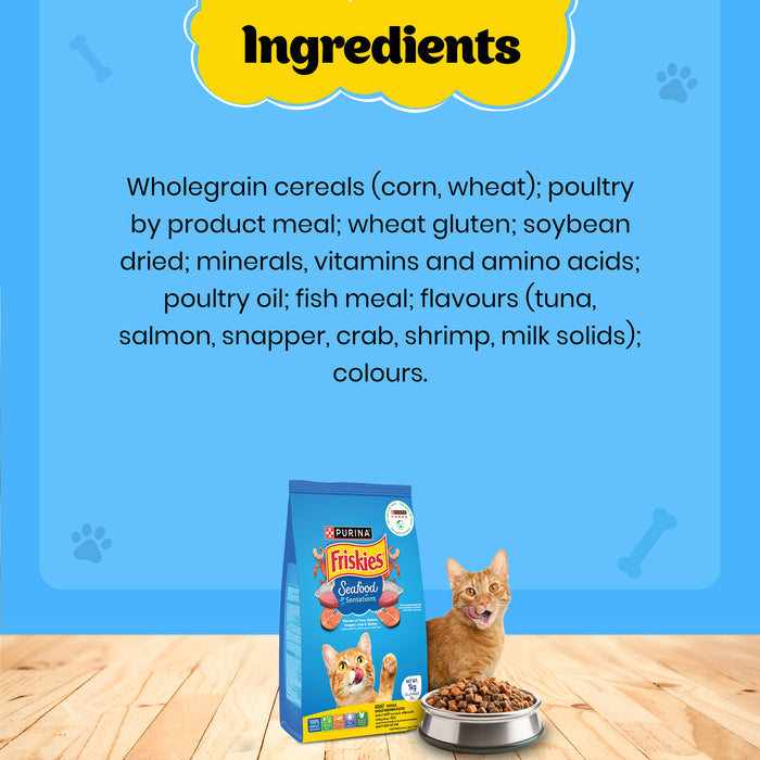 PURINA FRISKIES Seafood Sensations Tuna Salmon Whitefish Crab & Shrimp Flavours Dry Adult Cat Food