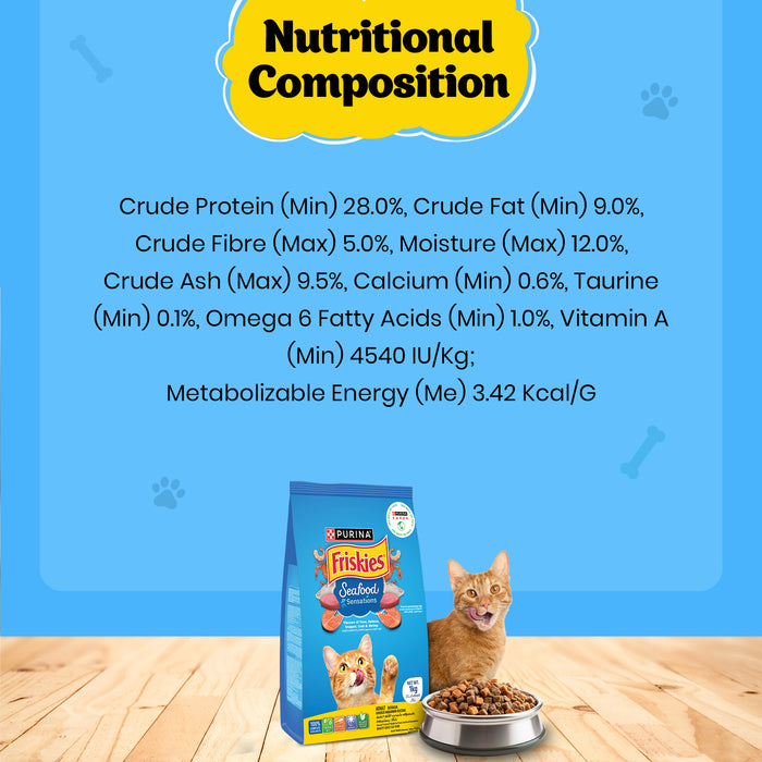 PURINA FRISKIES Seafood Sensations Tuna Salmon Whitefish Crab & Shrimp Flavours Dry Adult Cat Food