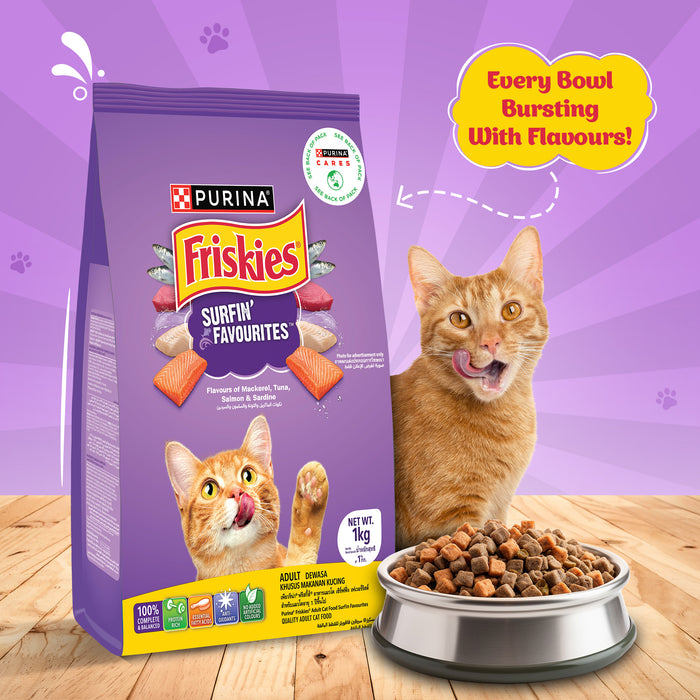 PURINA FRISKIES Surfin' Favourites Mackerel Tuna Salmon & Sardine Flavours Dry Adult Cat Food