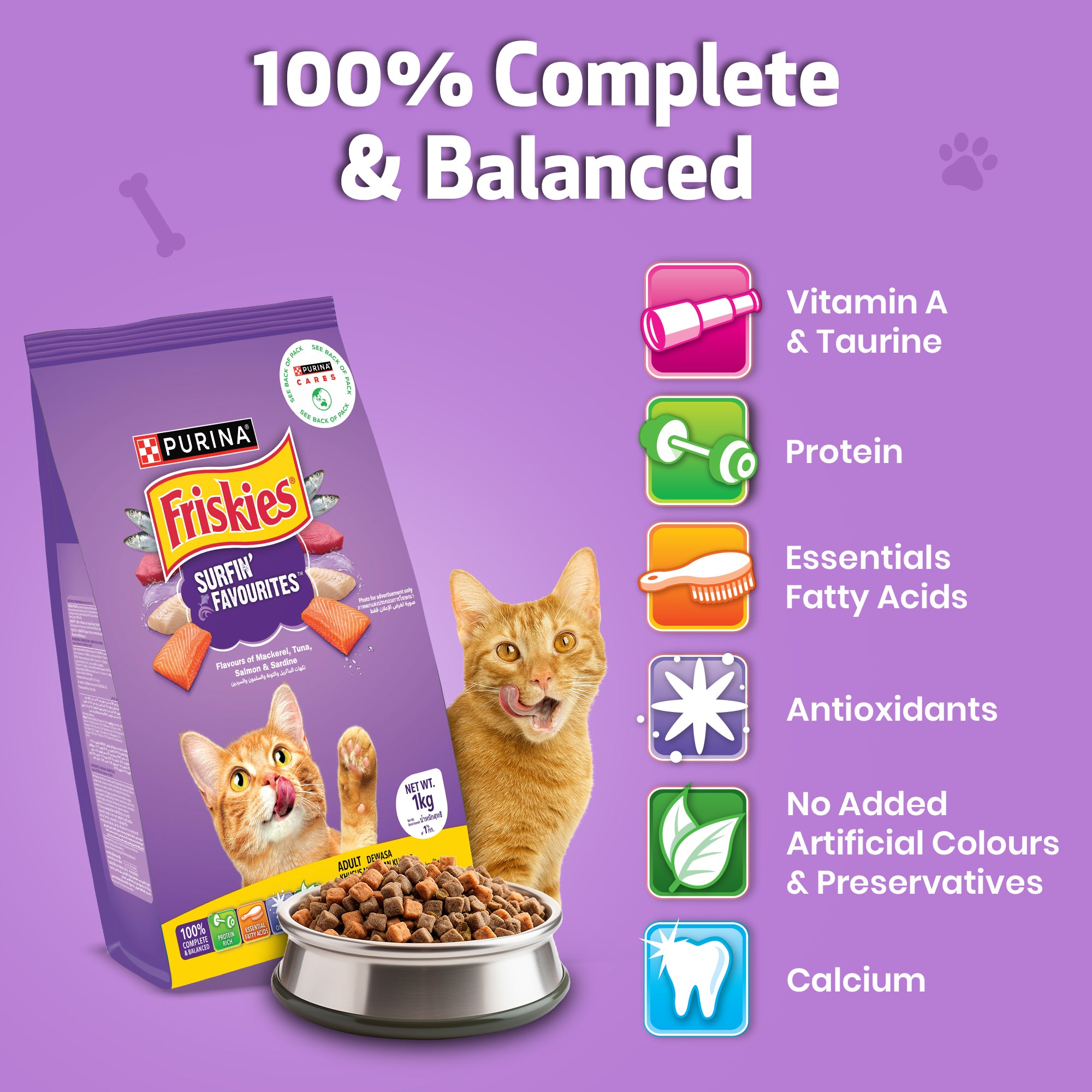PURINA FRISKIES Surfin' Favourites Mackerel Tuna Salmon & Sardine Flavours Dry Adult Cat Food