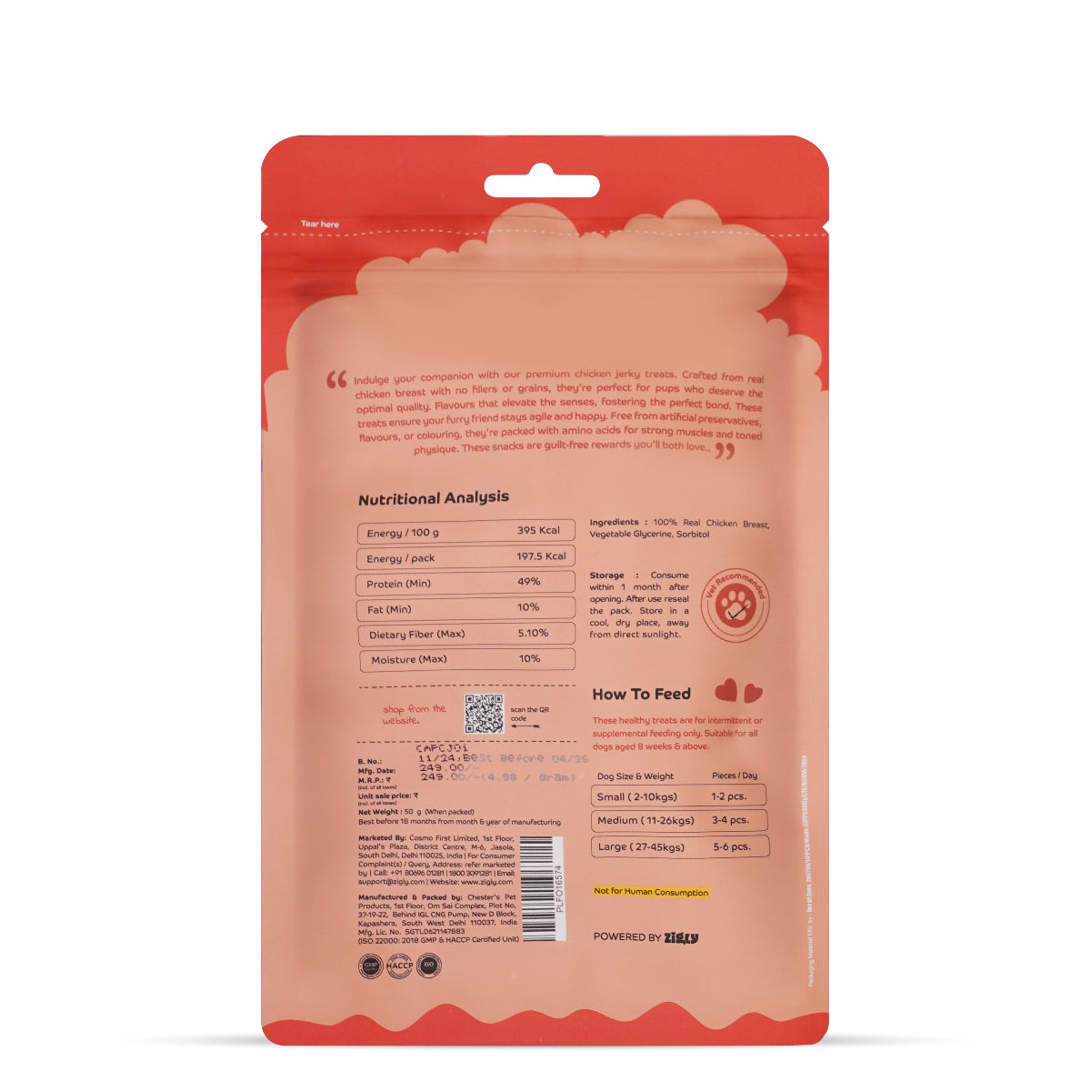 Applod Tender Chicken Jerky Bites Dog Treat 50 Gm - Pack of 5