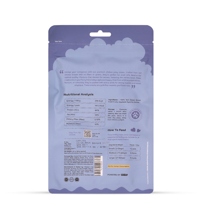 Applod Tender Chicken Jerky Mix Fruit Rings Dog Treat - 50gm