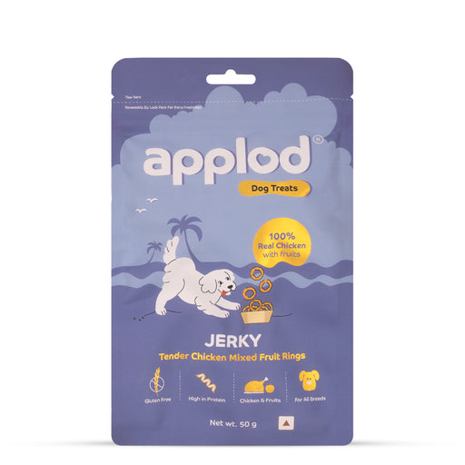Applod Tender Chicken Jerky Mix Fruit Rings Dog Treat - 50gm
