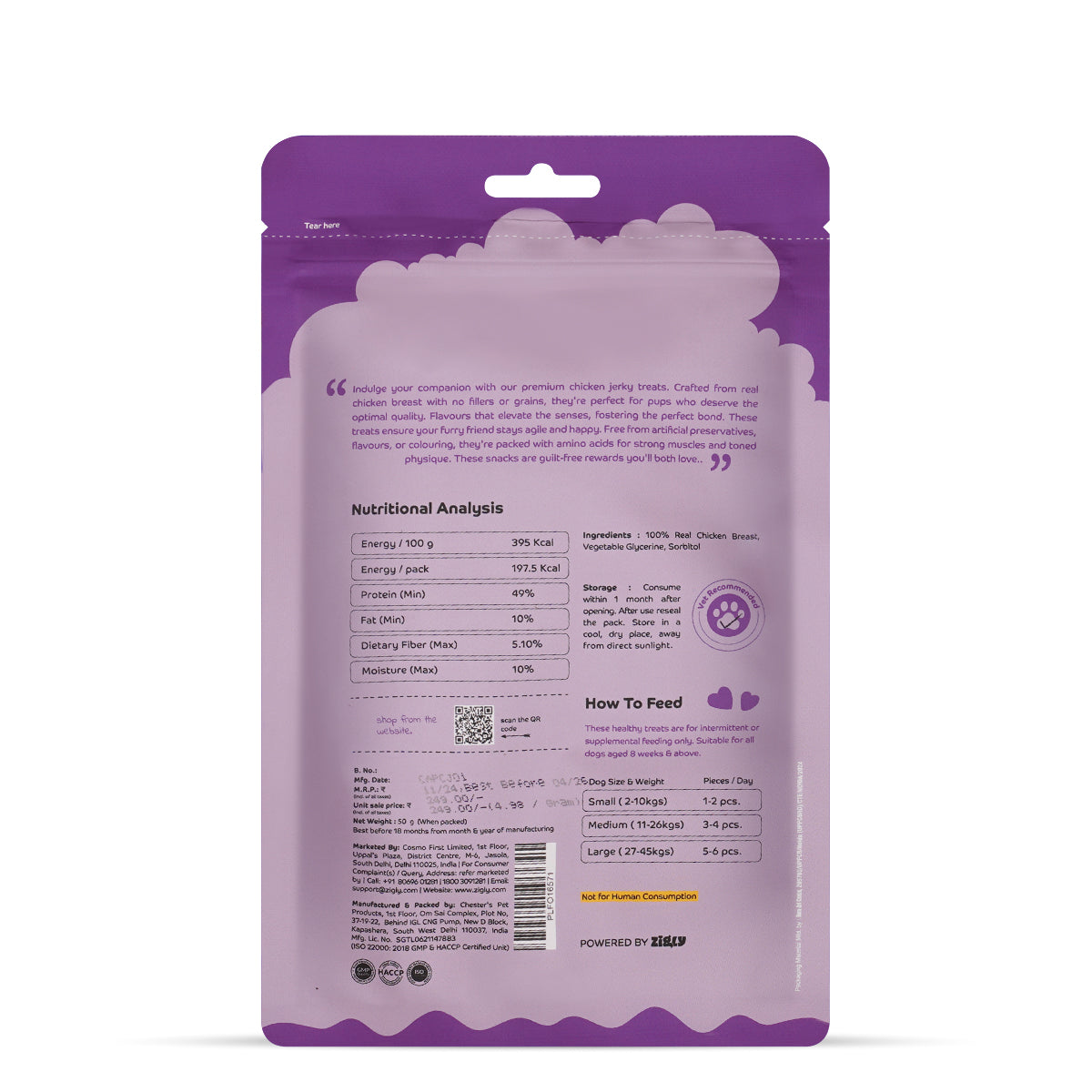 Applod Tender Chicken Jerky Slices  Dog Treat 50 Gm - Pack of 5