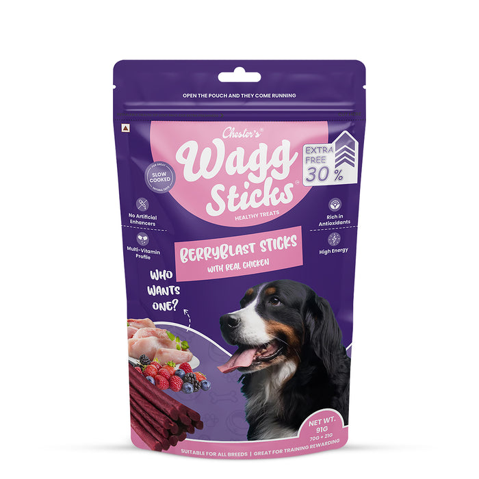 Chesters Wagg Sticks Berryblast Sticks Dog Treat