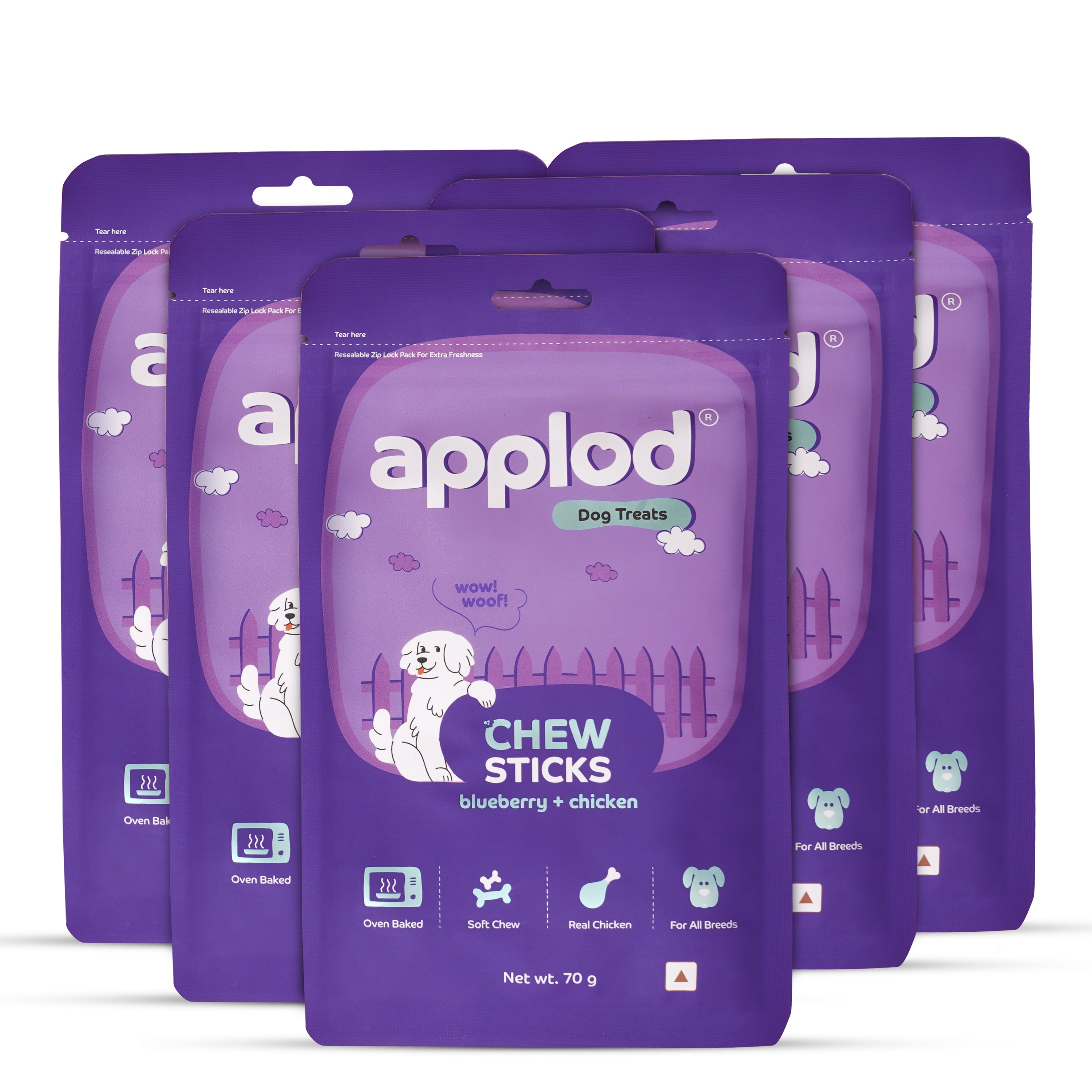 Applod Soft Blueberry & Chicken Chew Sticks - Pack of 5