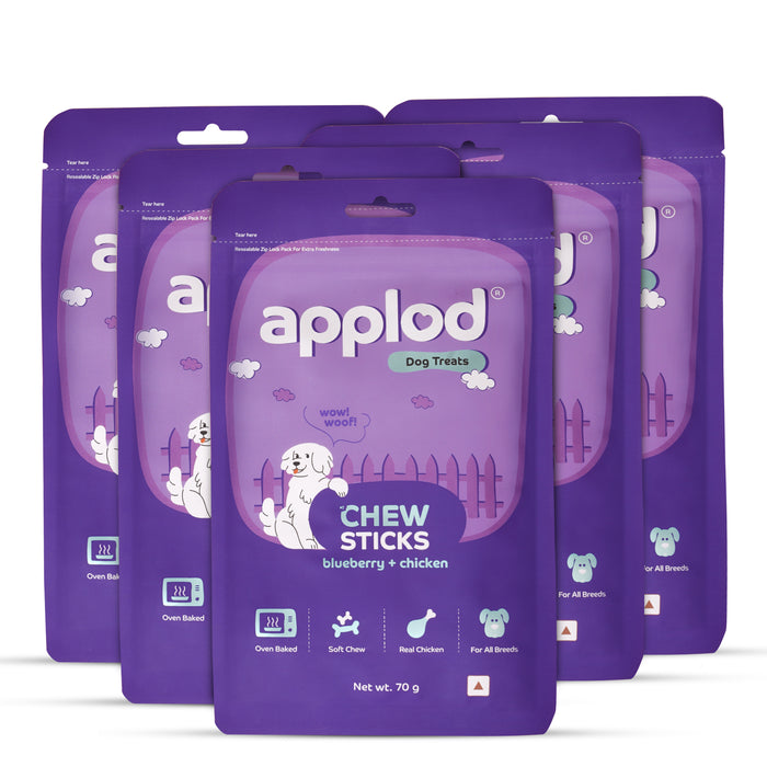 Applod Soft Blueberry & Chicken Chew Sticks - Pack of 5