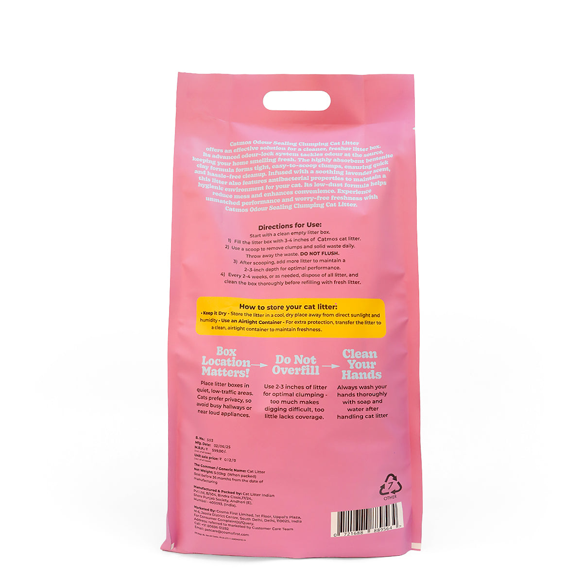 Catmos Odour Sealing Clumping Cat Litter – Lavender, 5kg