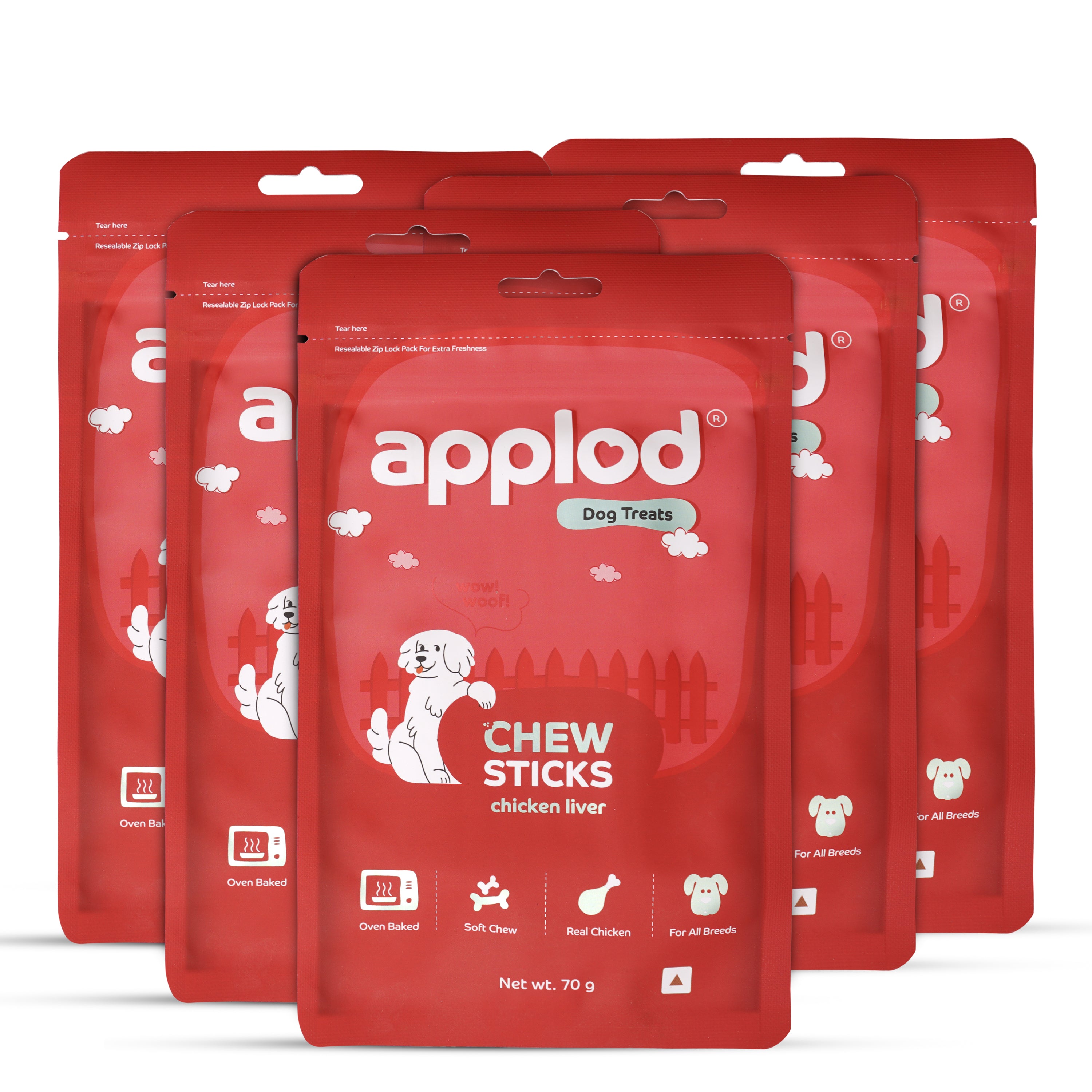 Applod Soft Chicken Liver Chew Sticks - 70 gm - Pack of 5
