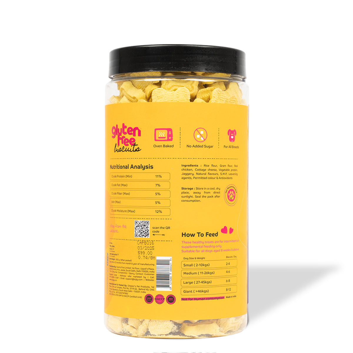 Applod Crunch-a-Licious Gluten Free Chicken & Cheese Dog Biscuits - 800 Gm