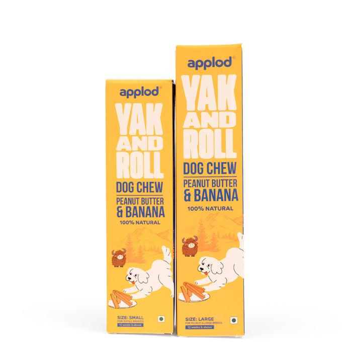 Applod Yak & Roll Peanut Butter & Banana Yak Chew for Dogs