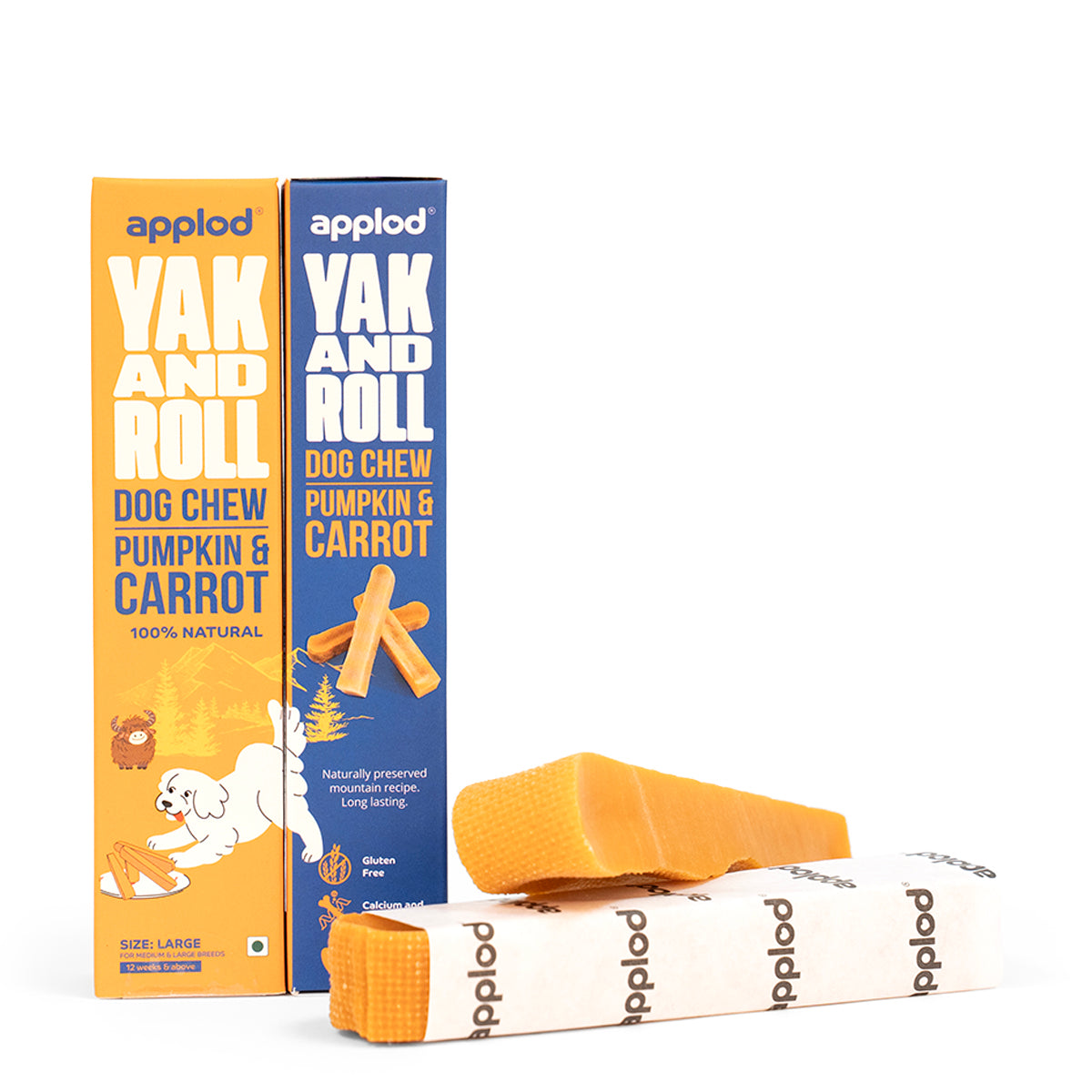 Applod Yak & Roll Natural Yak Chew Pumpkin & Carrot For Dogs