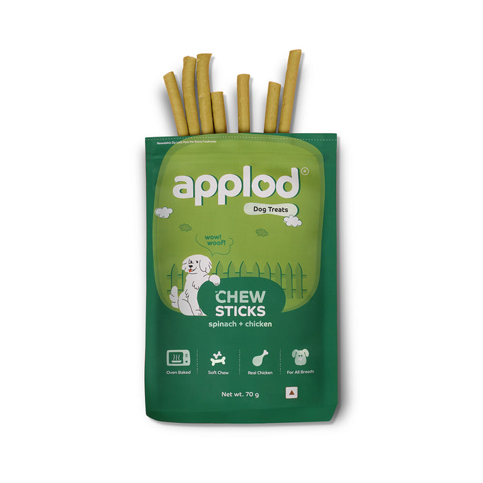Applod Soft Spinach & Chicken Chew Sticks - 70 gm - Pack of 5