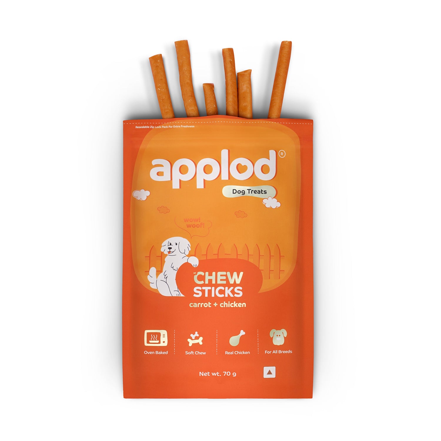 Applod Soft Carrot & Chicken Chew Sticks - 70 gm - Pack of 5