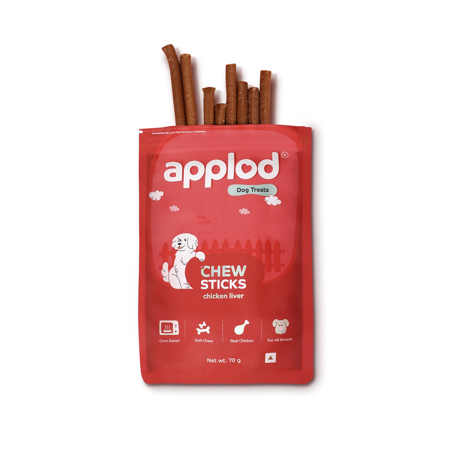 Applod Soft Chicken Liver Chew Sticks - 70 gm - Pack of 5