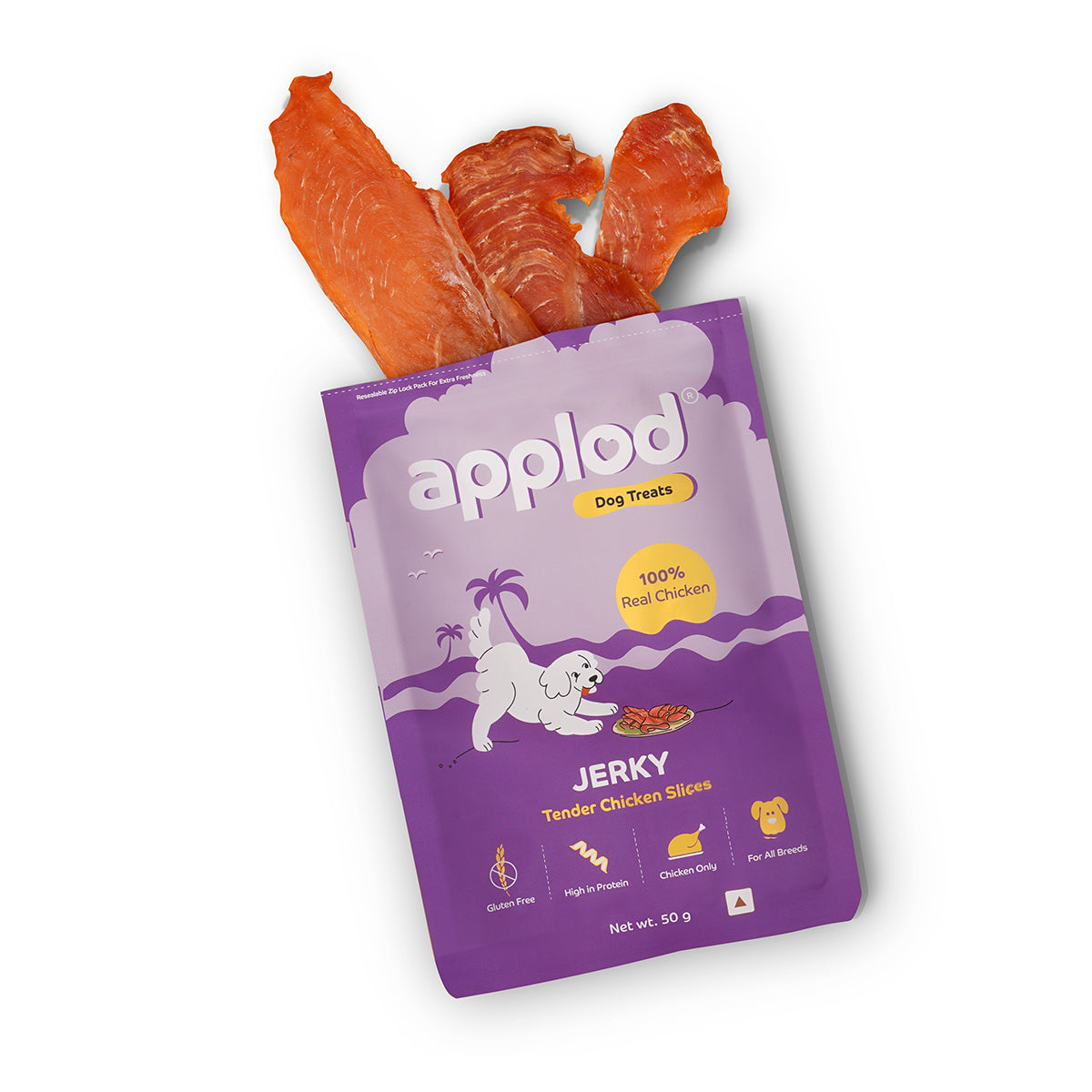 Applod Tender Chicken Jerky Slices  Dog Treat 50 Gm - Pack of 5