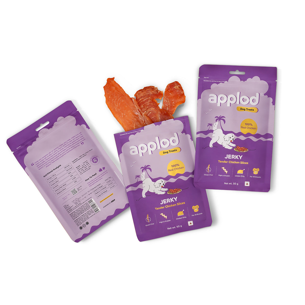 Applod Tender Chicken Jerky Slices  Dog Treat 50 Gm