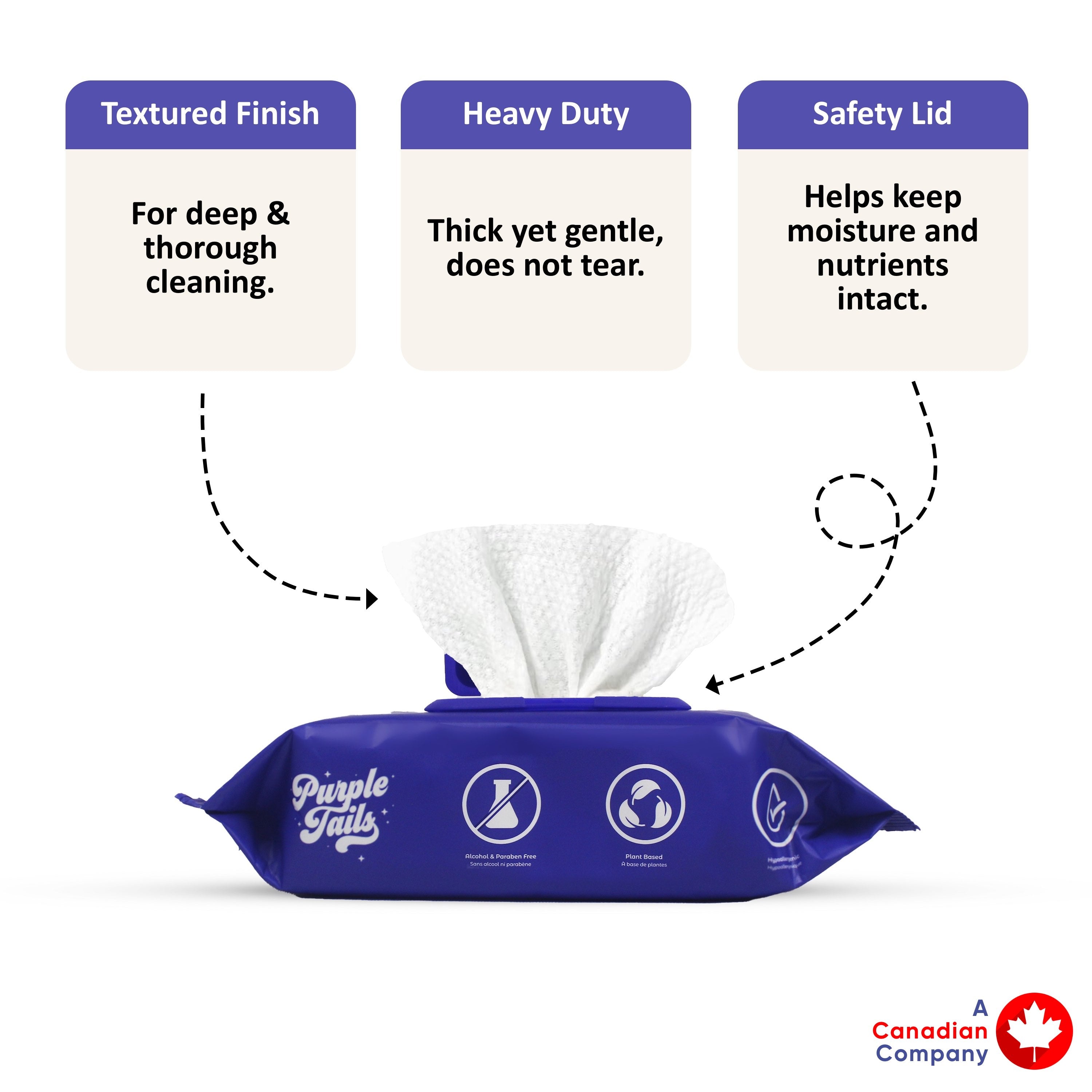 Purple Tails Dog Wipes Unscented 100 Wipes