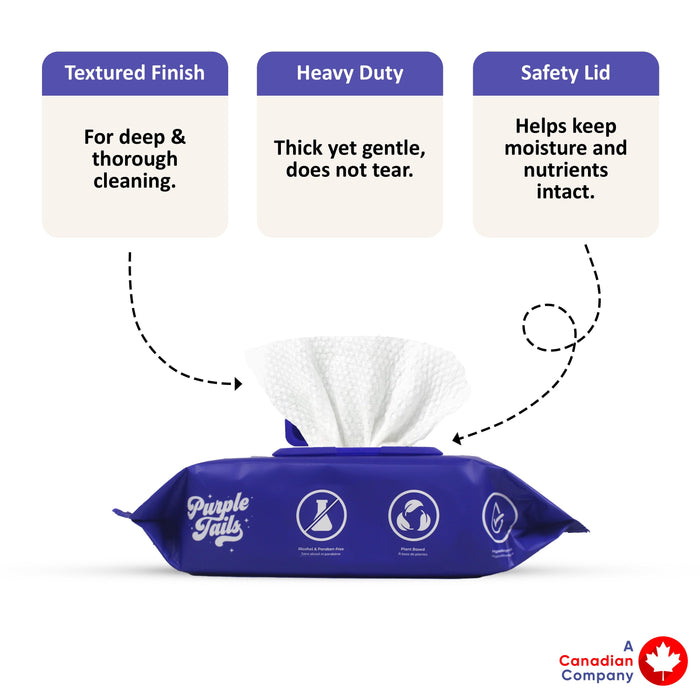 Purple Tails Dog Wipes Unscented 100 Wipes