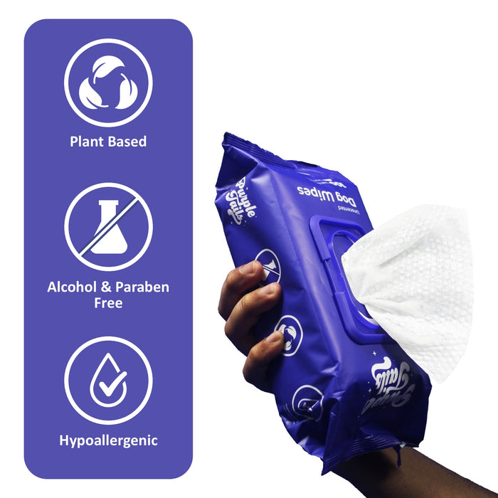 Purple Tails Dog Wipes Unscented 100 Wipes