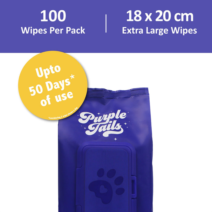 Purple Tails Dog Wipes Unscented 100 Wipes
