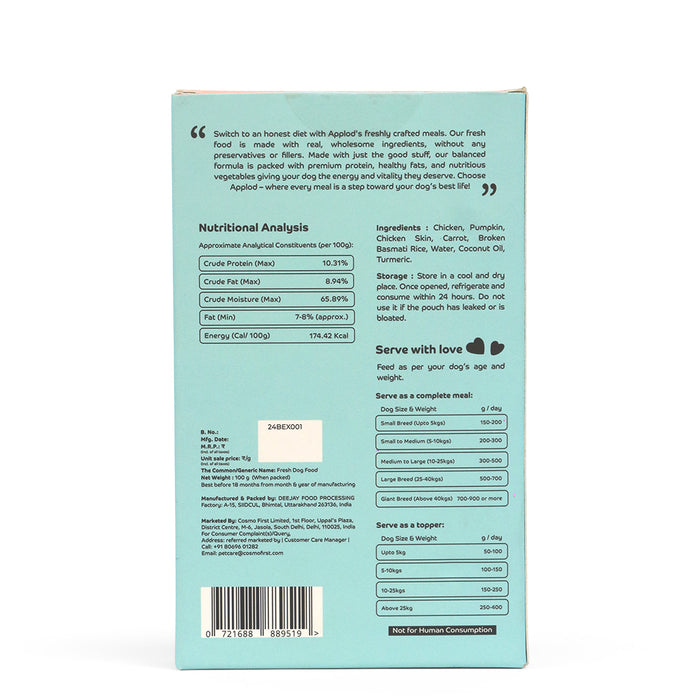 Applod Chicken Pilaf Fresh Dog Food – For Adult Dogs