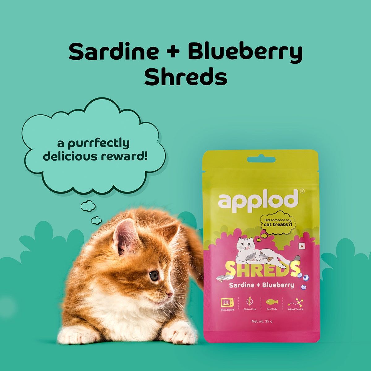 Applod Sardine with Blueberry Soft Cat Treat - 35 Gm