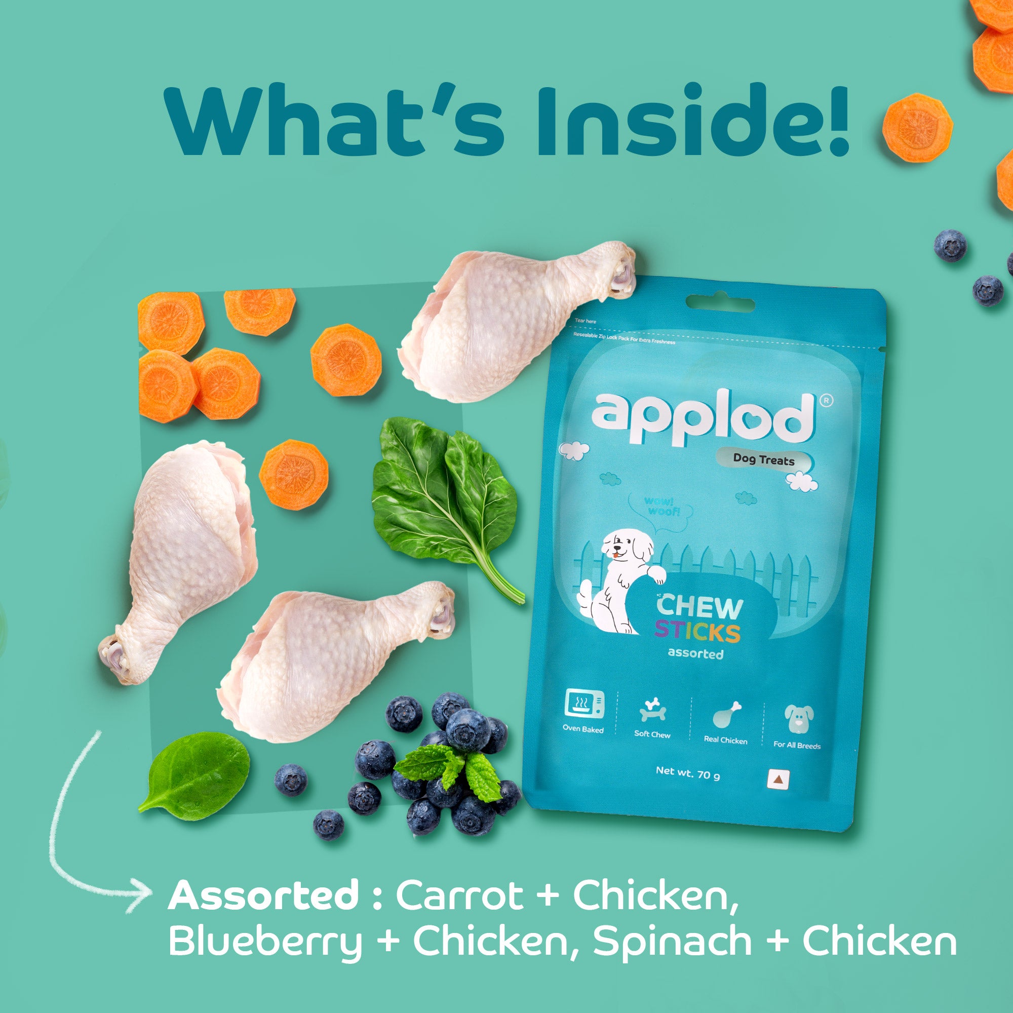 Applod Soft Assorted Chew Stick - 70 gm