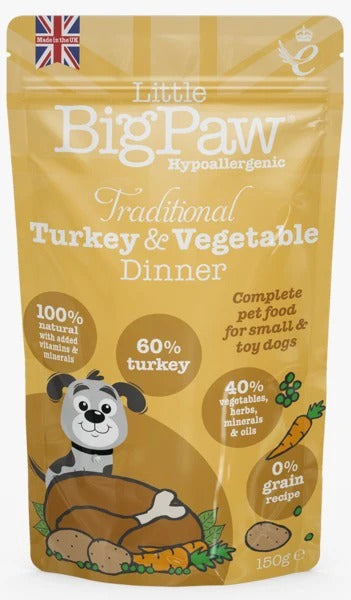 Little BigPaw Wet Dog Food - Traditional Turkey & Vegetable Dinner Pack of 7 (7 x 150 gms)