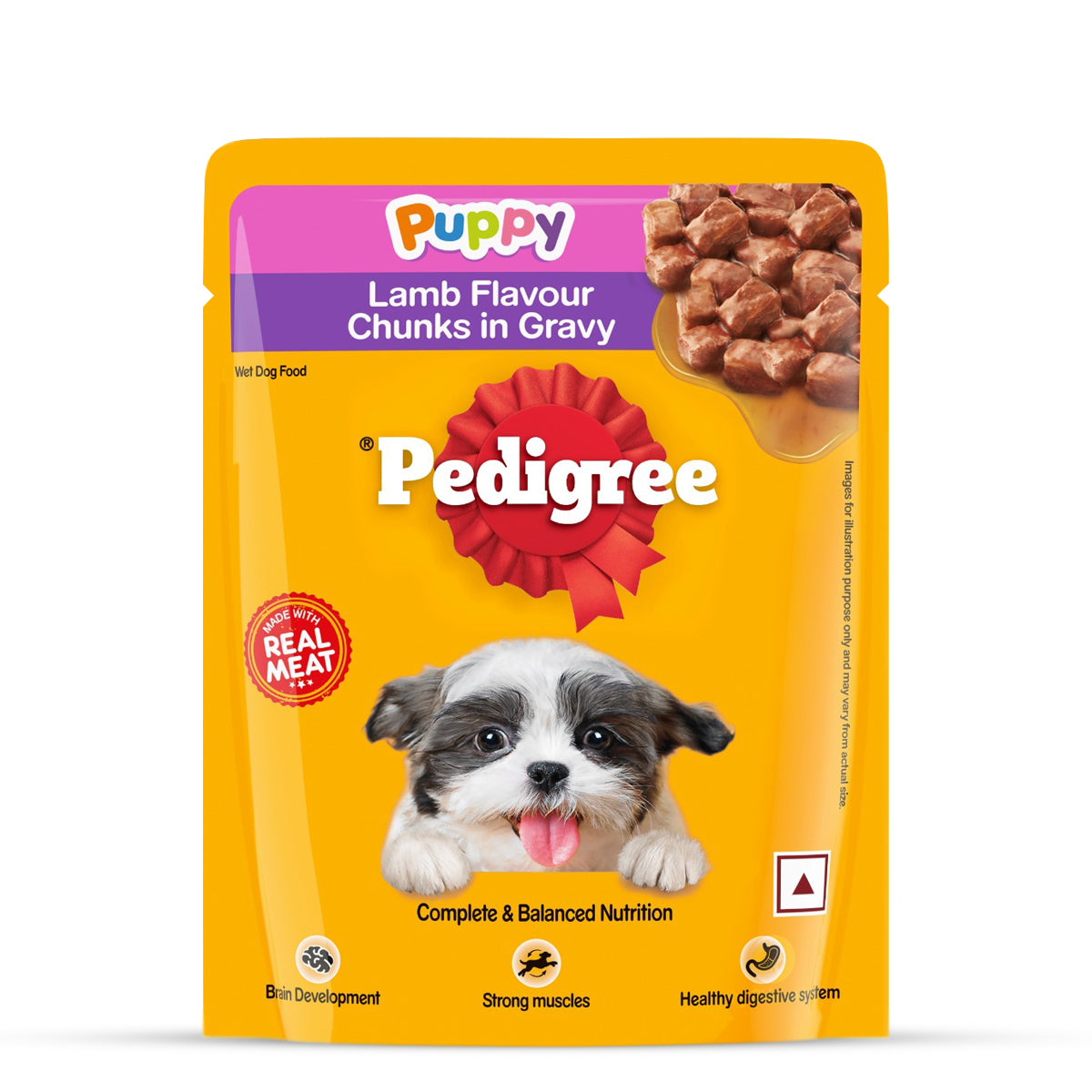 Pedigree Puppy, Wet Dog Food, Lamb Flavor Chunks in Gravy, 70 gm