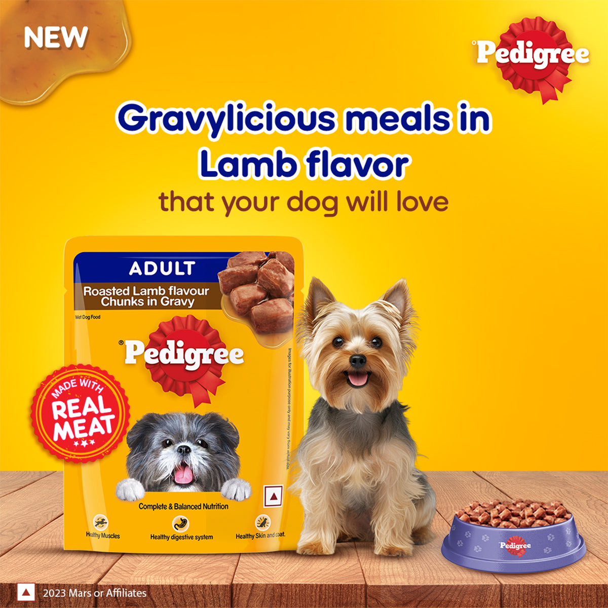 Pedigree Adult, Wet Dog Food, Roasted Lamb Flavor Chunks in Gravy, 70 gm