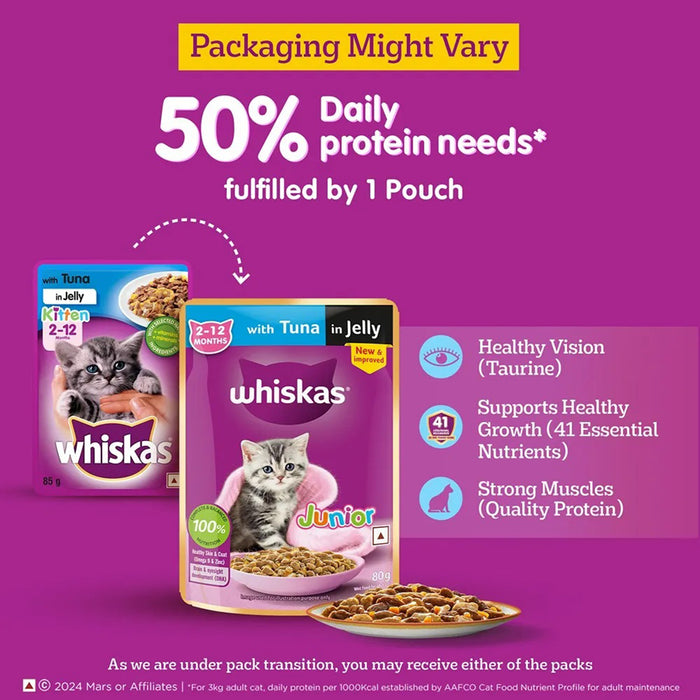Whiskas Kitten (2-12 months) Tuna in Jelly Wet Food - 80 gm