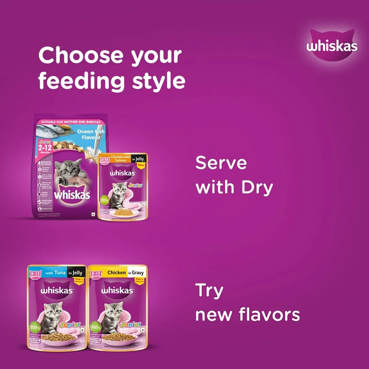 Whiskas Kitten (2-12 months) Tuna in Jelly Wet Food - 80 gm