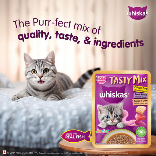 Whiskas Tasty Mix Chicken Tuna with Sweet Potato Kitten Wet Cat Food 70 gm