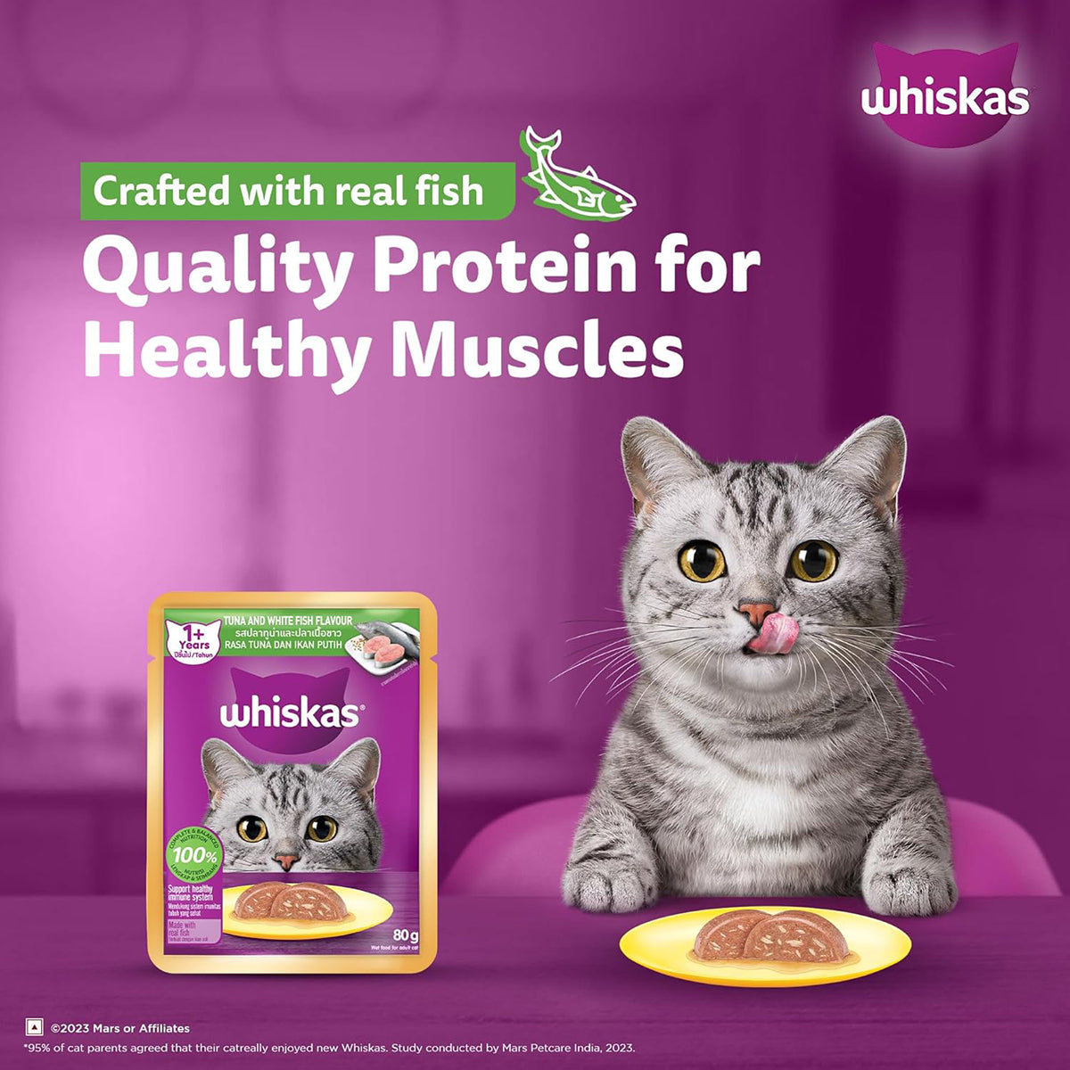 Whiskas Tuna & White Fish Flavour Adult (1+ Years) Wet Cat Food 70 gm