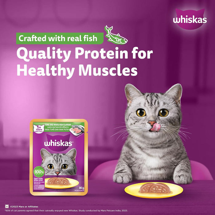 Whiskas Tuna & White Fish Flavour Adult (1+ Years) Wet Cat Food 70 gm